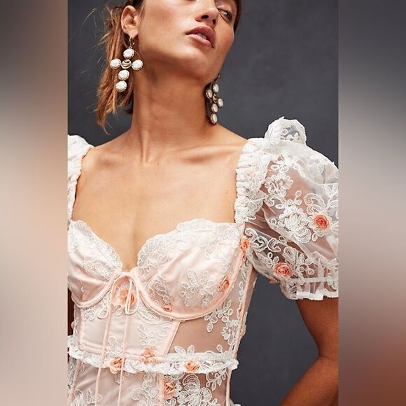 New free People For Love & Lemons Tessa Midi Dress/ Size M - Picture 5 of 11